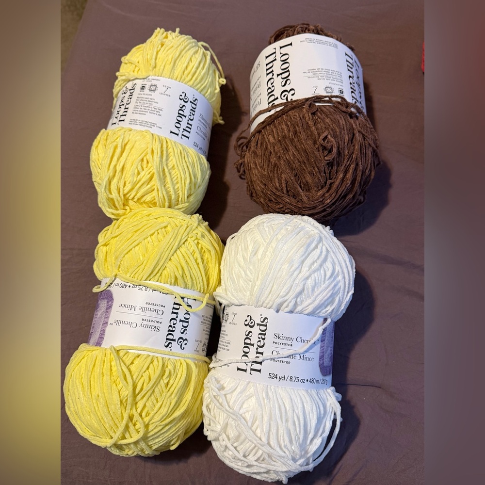 Loops & Threads Yarn Bundle - Yellow, White, and Brown